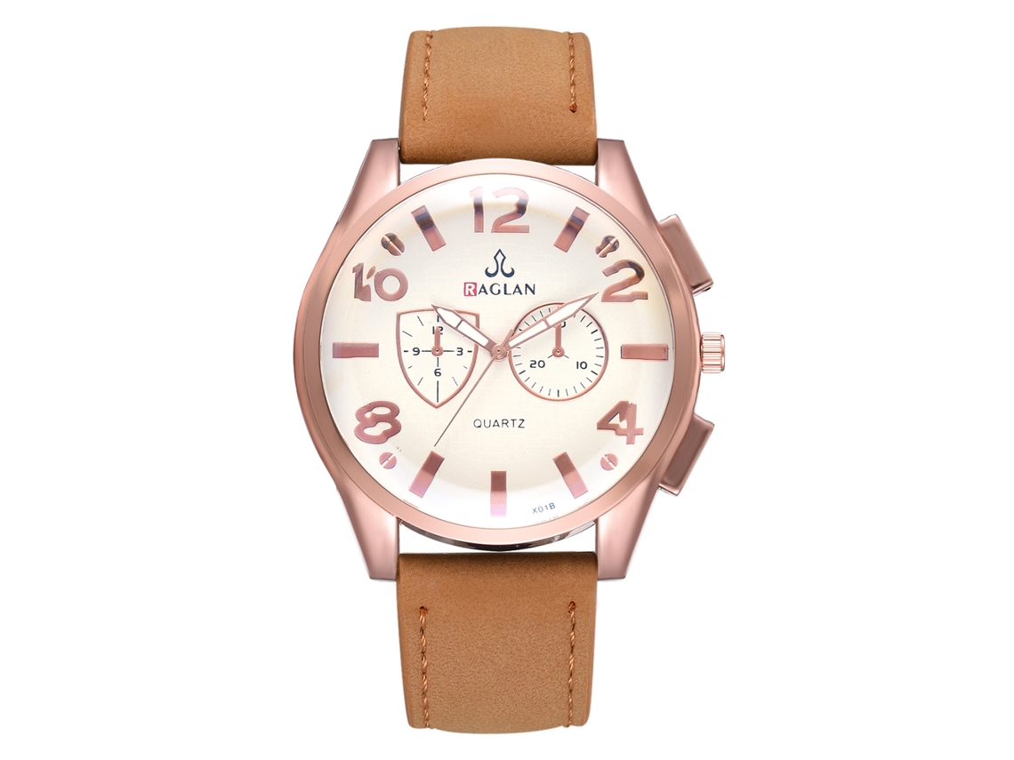 Reloj Digital Clásico De Moda Para Hombres Con Dial Redondo Cuero Pu De Negocios (café)