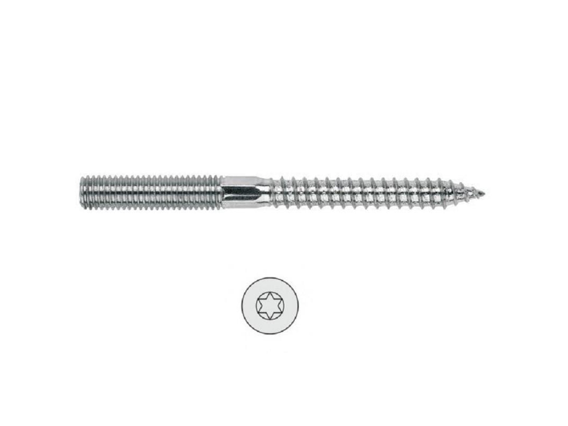 Esparrago 2 Roscas Torx 6-40 Zincado Largo 50nm Diámetro 6mm