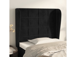 Cabecero Con Orejas De Terciopelo Negro 103x23x118/128 Cm