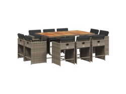 Maison Exclusive - Set De Comedor De Jardín 11 Pzas Y Cojines Ratán Sintético Gris
