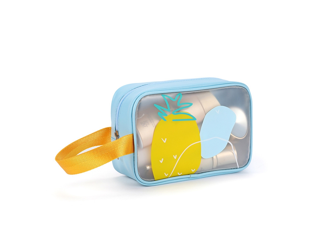 Necessaire Grande Com Separação De Líquidos E Líquidos, Tamanho Pequeno Chrui (azul Abacaxi)