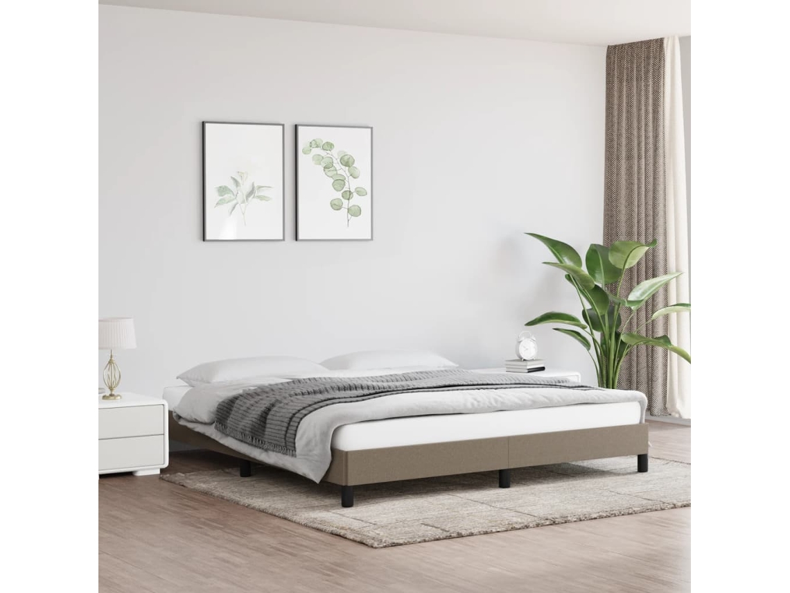 Cama Sin Colchón Tela Gris Taupe 180x200 Cm