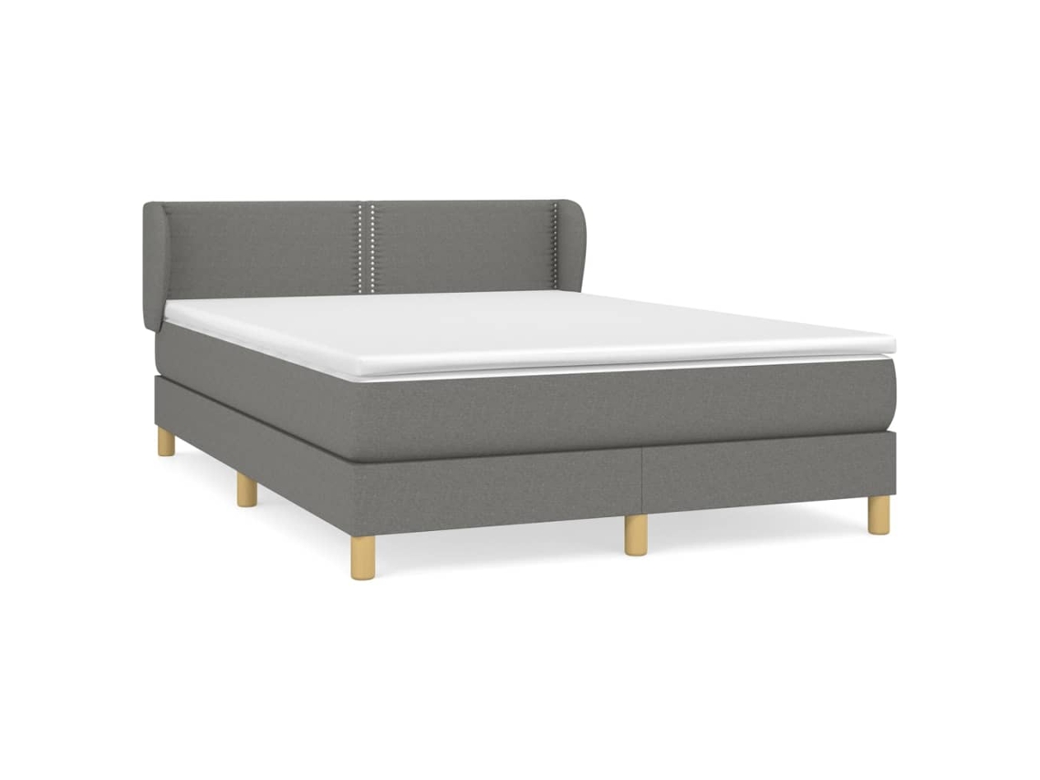 Maison Exclusive - Cama Box Spring Con Colchón Tela Gris Oscuro 140x190 Cm