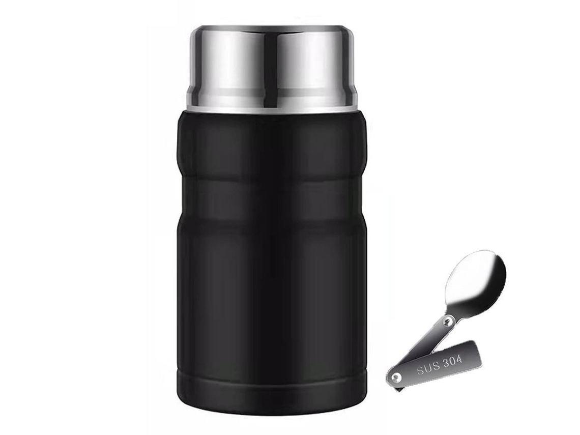 Botella termo Rebe-linjou de acero inoxidable 304 con aislamiento al vacío, apta para alimentos, ideal para niños y adultos, color negro, 750 ml.