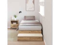 Estructura De Cama Con Almacenamiento Roble Artesanal