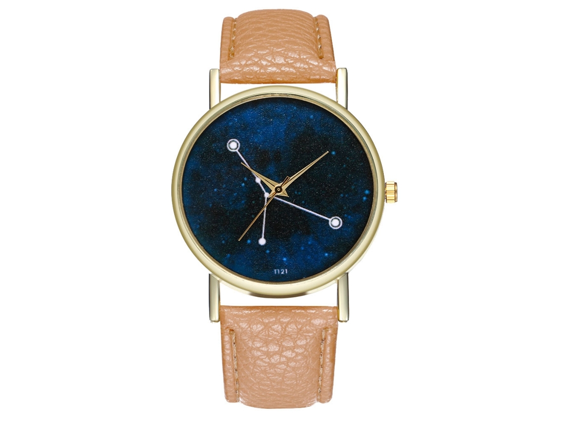 Reloj Zhoulianfa Star T121-a Cuero Crema Quartz Juvenil Tendencia Unisex