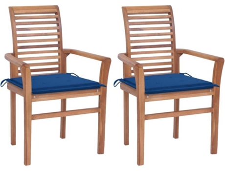 Conjunto 2 Silla de comedor VIDAXL Azul Teca (62x56.5x94 cm)