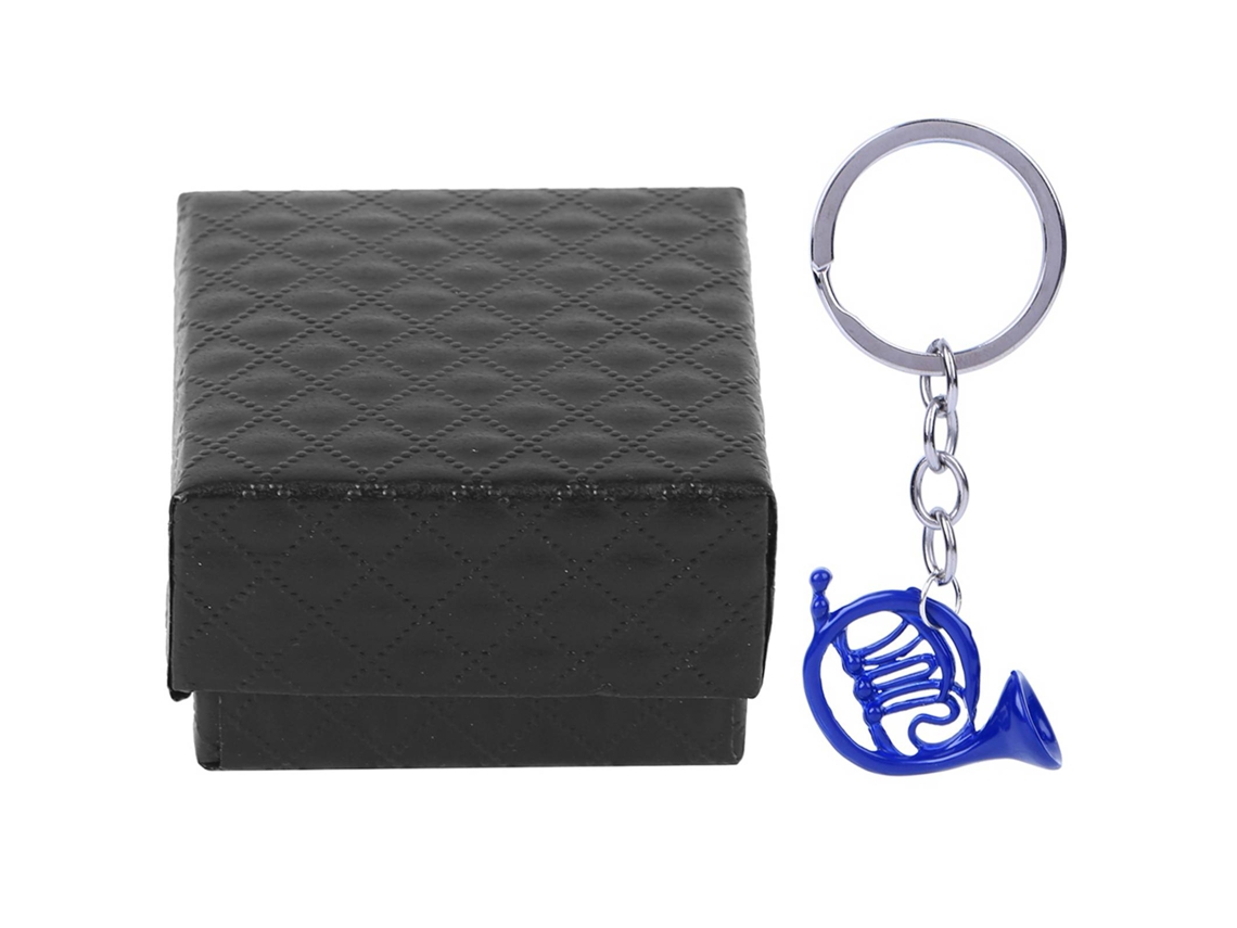 Llavero Pequeño De Metal Azul Con Forma De Cuerno, Ideal Para Mochilas O Bolsos.