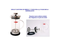 Oroley cafetera de embolo  3 tazas 350ml borosilicato 220010300