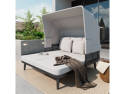 Conjunto De Muebles De Jardín Para 2 Personas, Silla De Playa, Toldo Retráctil.
