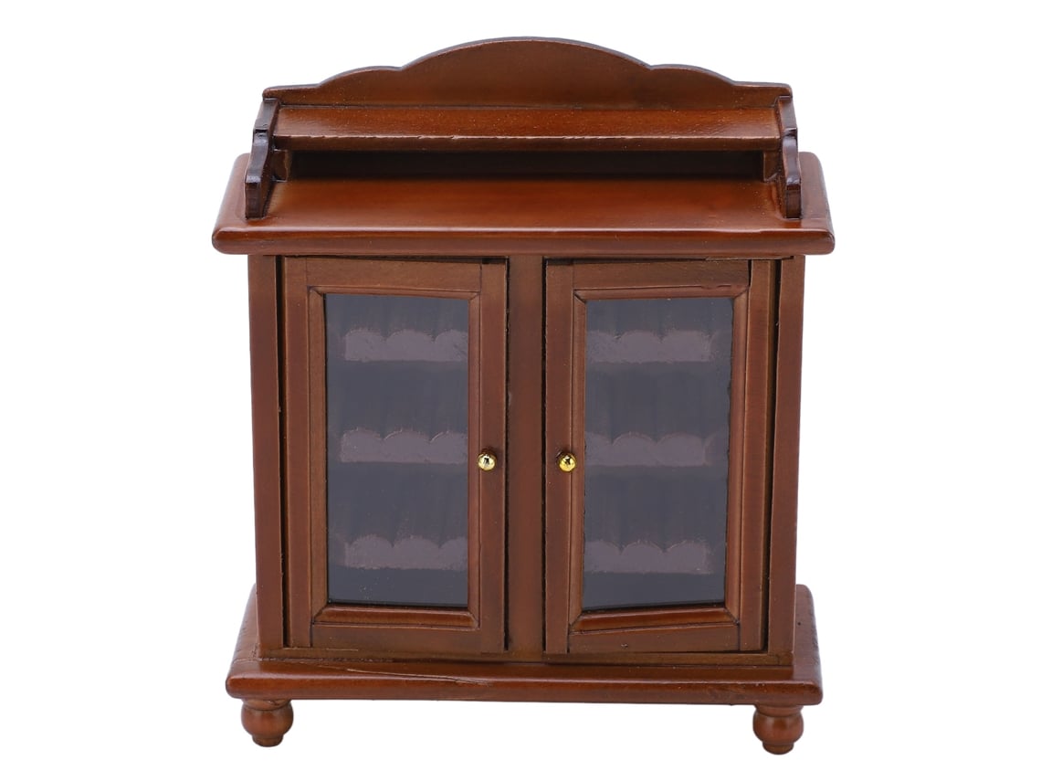 Armario de madera para casa de muñecas BJ-Classic Elegant DIY a escala 1/12, muebles en miniatura de Noyer