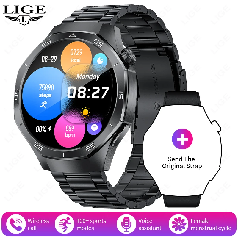 (negro, Correa De Acero) Smartwatch, Resistente Al Agua, Pantalla Hd De 1.53 Pulgadas, Monitor De Frecuencia Cardíaca, Llamadas Bluetooth