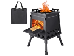 Hornilla de camping, acero al carbono, 22 x 22 x 35 cm, 24 x 24 x 10 cm, 3,2 kg, soportes ajustables para ollas