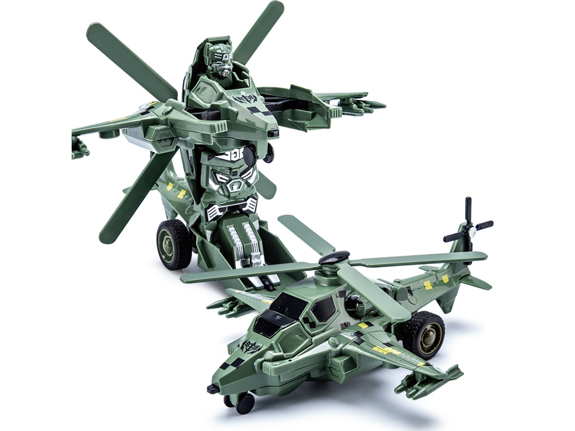 Mini robot transformable de juguete, ideal como regalo de cumpleaños infantil (avión verde).