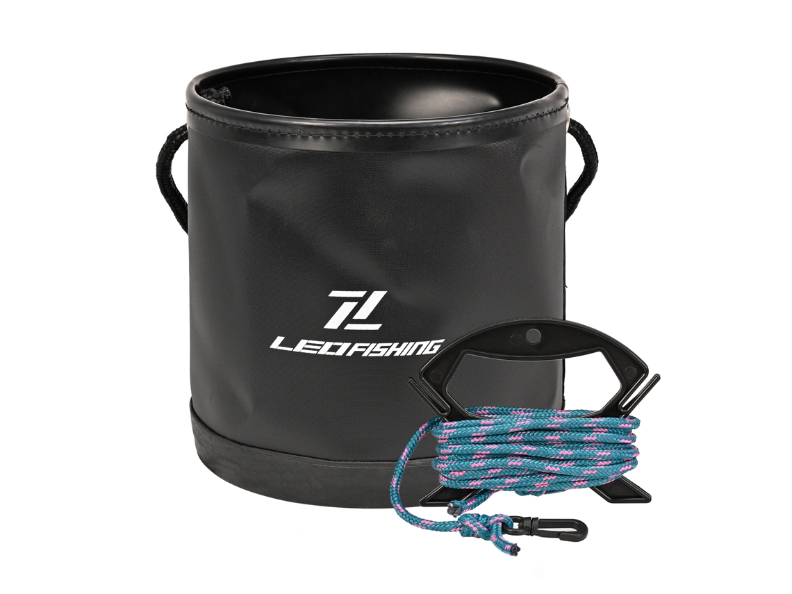 Cubo De Pesca Redondo Plegable Con Cuerda, Equipo De Pesca Para Camping Y Caravanas.