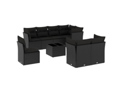Maison Exclusive - Set De Sofás De Jardín 8 Piezas Y Cojines Ratán Sintético Negro