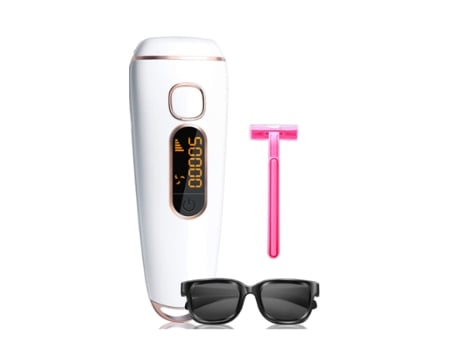 Depiladora láser IPL permanente 999,999 flashes dispositivo para mujeres para axilas cara bikini brazos piernas uso en el hogar blanco AUJEZON