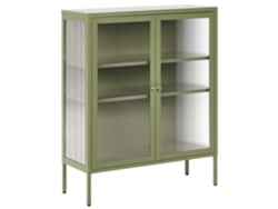 Armário Elegante Com Frente De Vidro Beliani Lerryn De Aço Verde 90x35x111