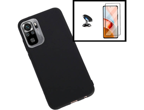 Kit Protector de Pantalla de Vidrio Templado + Carcasa + Soporte Magnético Xiaomi Poco M3 Pro 5G PHONECARE Silicona Negro