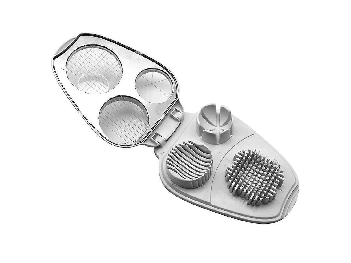 Cortador de huevos multifuncional con cuchilla de acero inoxidable para huevos cocidos y fruta.