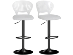 Juego De 2 Taburetes De Bar Giratorios Ajustables Con Respaldo, Color Blanco.