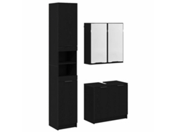 Juego de 3 piezas de armarios para baño, roble negro.