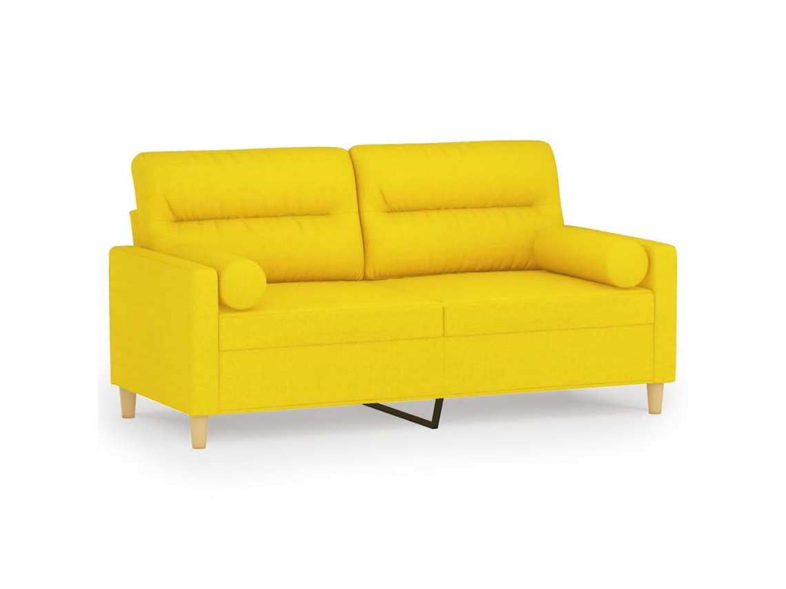 Maison Exclusive - Sofá De 2 Plazas Con Cojines Tela Amarillo Claro 140 Cm