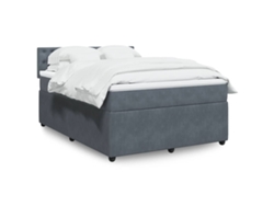 Cama Box Spring Con Colchón Terciopelo Gris Oscuro 160x200 Cm