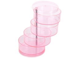 Caja De Almacenamiento Giratoria Multicapa Rosa Para Joyas Y Cosméticos.