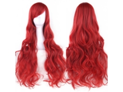 Peluca larga y rizada para cosplay de personajes de anime, 80cm (roja) Gertiz