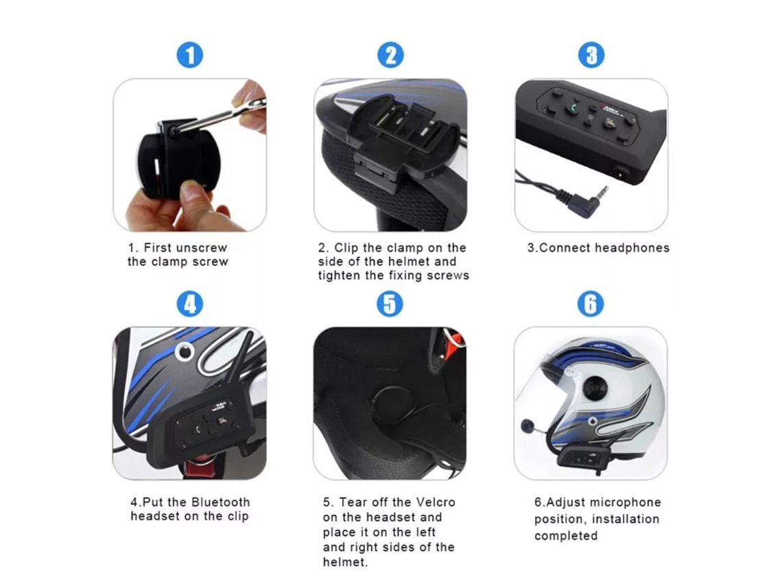 Intercomunicador Bluetooth Dual para Casco de Moto Hasta 600