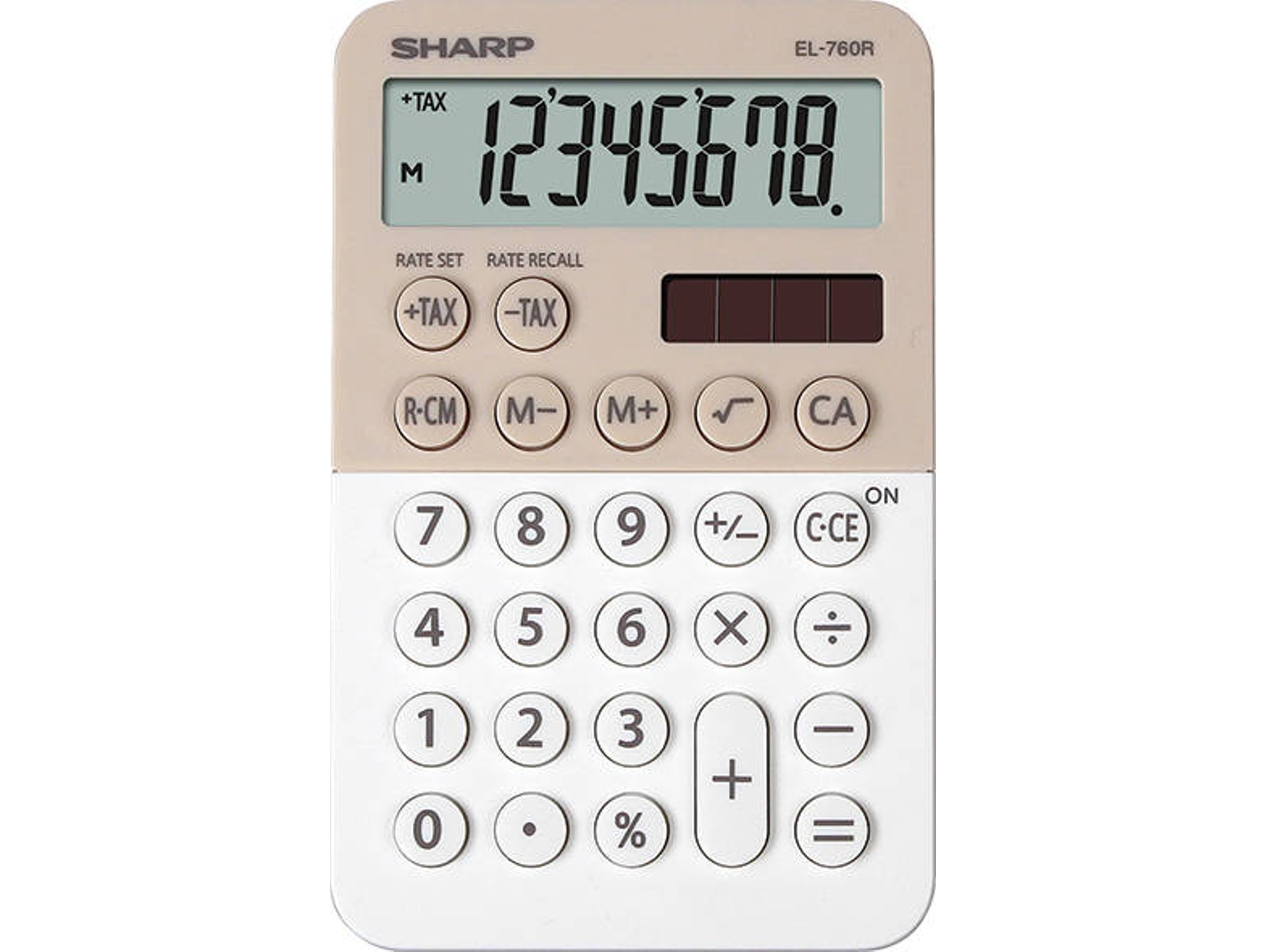 Calculadora Básica SHARP EL-760R Beige y Blanco (8 dígitos)