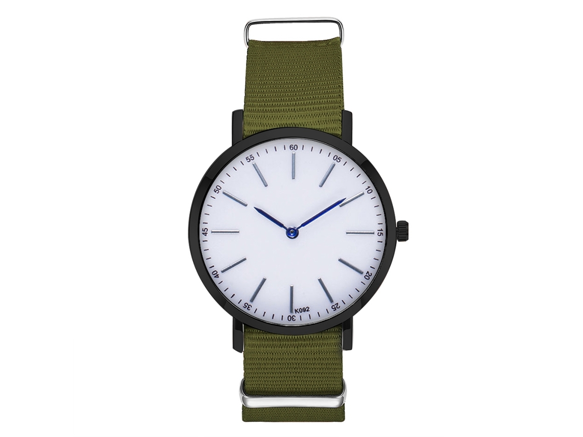 Reloj De Pulsera De Cuarzo Para Hombre Con Correa De Nailon, Informal, Elegante, Verde Militar.