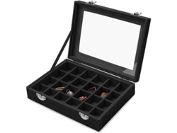 Caja De Joyería De Terciopelo Con 24 Compartimentos Organizador Pequeño (negro)