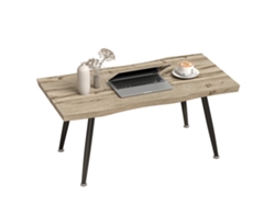 Mesa De Centro De Estilo Nórdico Con Patas Ajustables, Fabricada En Madera Y Acero, 100x50x45 Cm, Color Negro Y Roble.