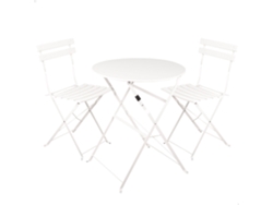 Conjunto De Mobiliário De Terraço Aktive, 60x70 Cm, Mesa E 2 Cadeiras, Mobiliário De Exterior, Mobiliário Dobrável, Até 30 Kg, Até 110 Kg, Branco