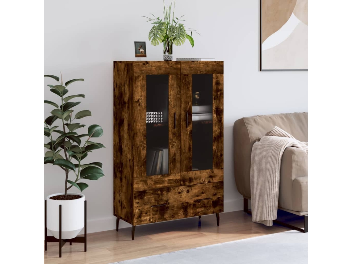 Lovely Home Armario Alto Derivados de Madera 69,5X31X115Cm Roble Ahumado