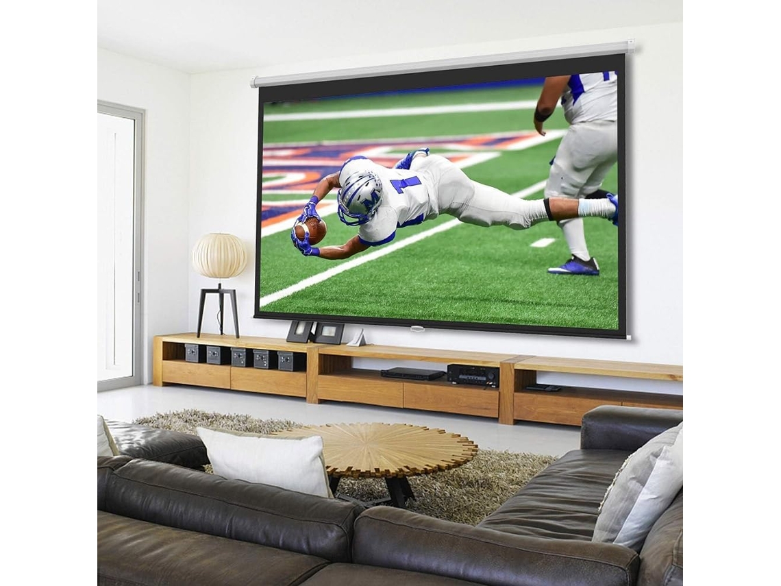 Pantalla De Proyección 4k Retráctil Manual (101, 127, 152, 183, 183 Cm) Para Uso Interior Y Exterior (16:9, 30