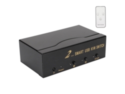 Conmutador Kvm Vga Con 2 Entradas Y 1 Salida, 4 Puertos Usb, Función Para Compartir Monitor, Teclado Y Ratón.