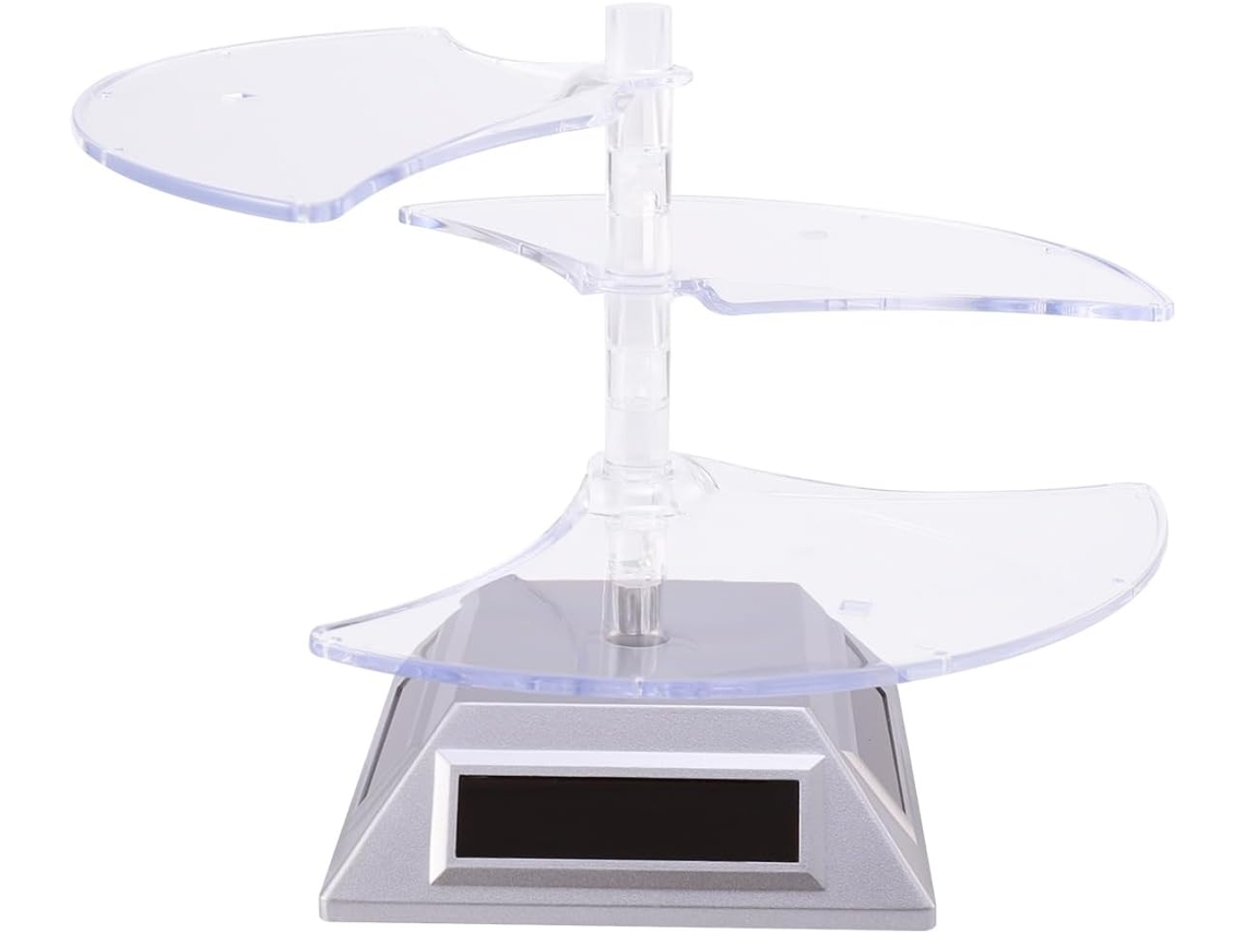Suporte Giratório Solar De 3 Níveis, Bandeja Automática Prateada De 360° Para Joias E Relógios.