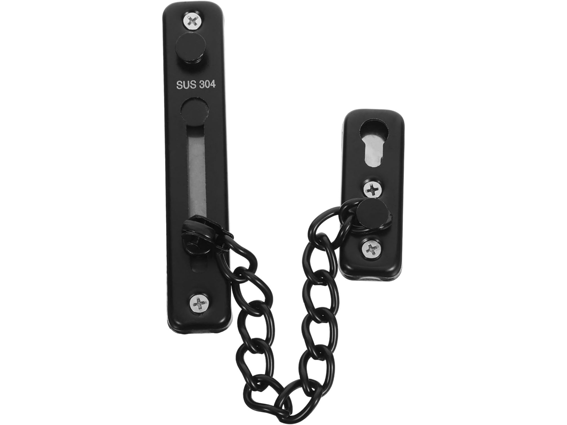 Puerta De Acero Inoxidable, Cadena De Seguridad Negra, Cerradura Antirrobo Sin Necesidad De Taladrar.