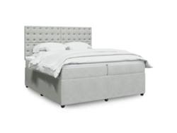 Cama Box Spring Con Colchón Terciopelo Gris Claro 200x200 Cm