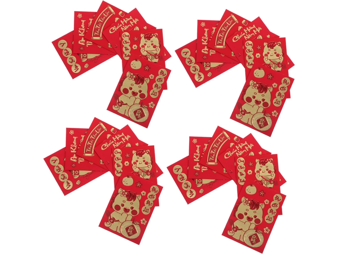 360 Sobres Rojos De Año Nuevo, Año Del Caballo, Bolsitas Tradicionales Li Xi Para La Buena Suerte.