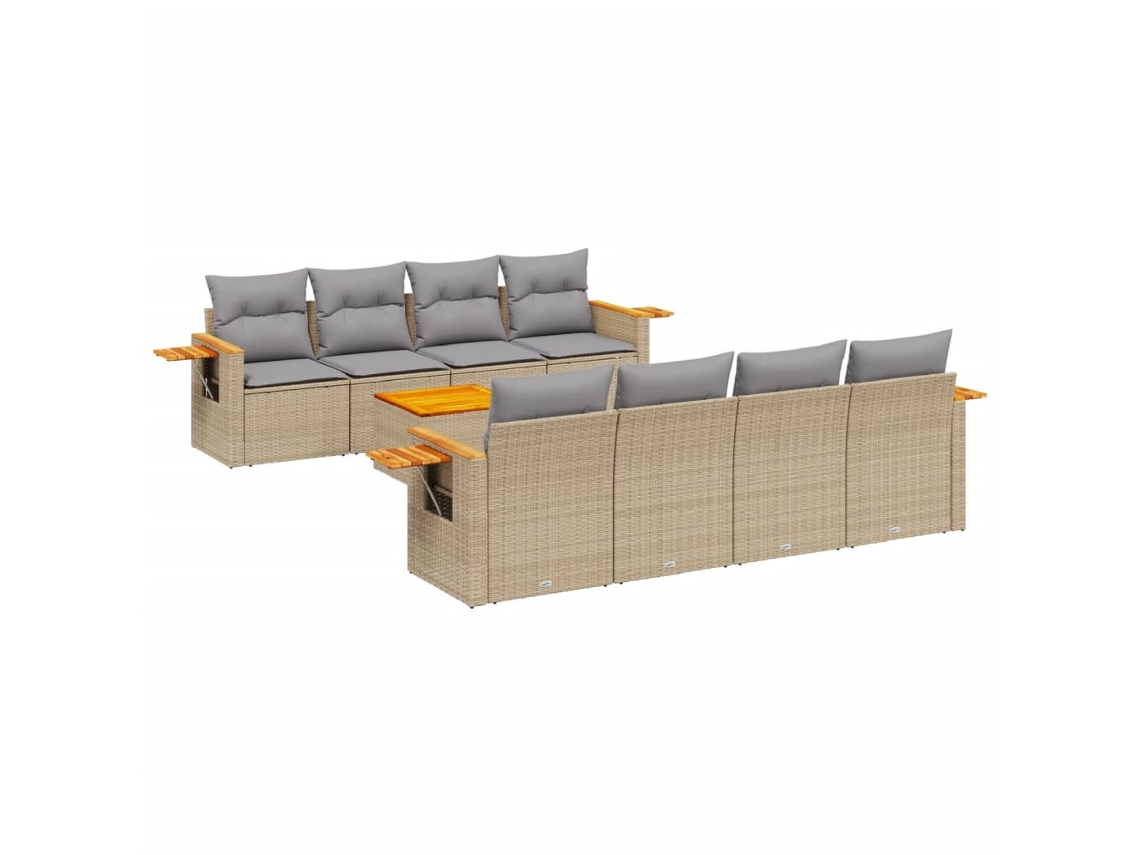 Maison Exclusive - Set De Sofás De Jardín 9 Pzas Con Cojines Ratán Sintético Beige