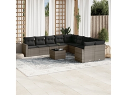 Conjunto de sofás de jardín de 11 piezas DKD Home Decor con cojines de mimbre gris