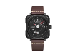 Reloj Hombre De Acero Impermeable Con Correa De Cuero Moda (negro+café)