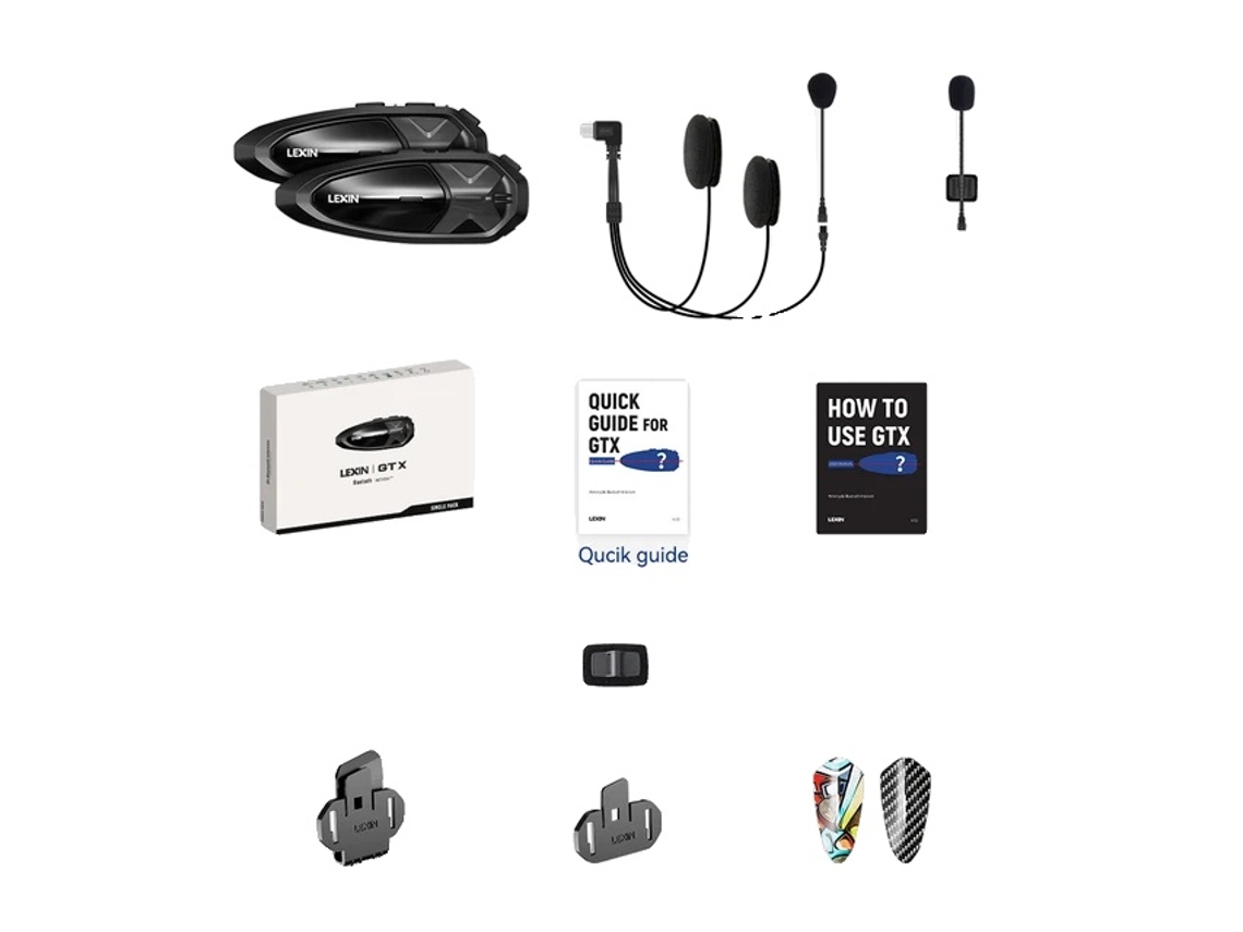 Intercomunicador para motocicleta, Bluetooth, conversación y música simultáneas, Lexin GTX 2 piezas OEM