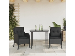 Juego de comedor de jardín de 3 piezas con cojines de mimbre negros de DKD Home Decor