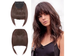 Extensiones De Flequillo Con Clip, Castaño Oscuro, Cabello Liso, 30 G, Volumen Y Longitud Naturales En Segundos. Accesorio Multifuncional Y