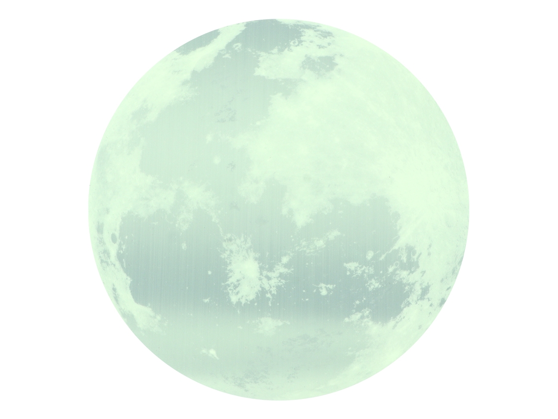 Pegatina Luna Luminosa 30cm Decoración de Pared Infantil Plata Verde